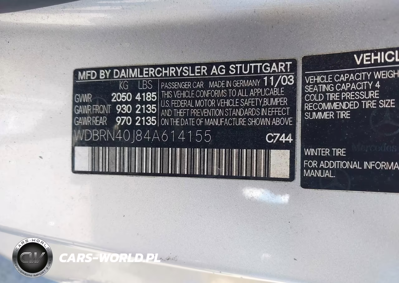 2004 Mercedes-Benz C 230 Kompressor Sport VIN:WDBRN40J84A614155 - 9