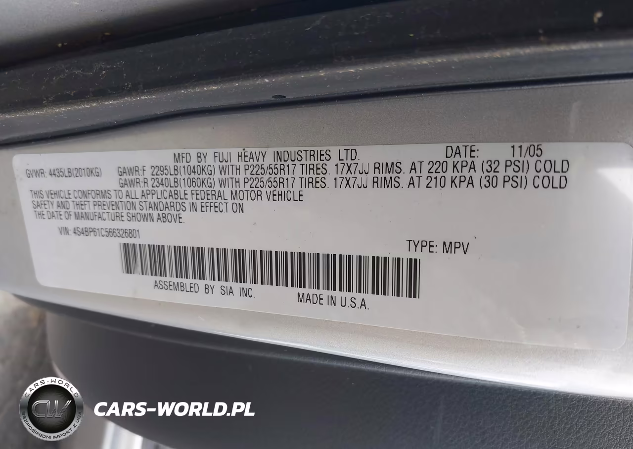 2006 Subaru Outback 2.5I VIN:4S4BP61C566326801 - 9