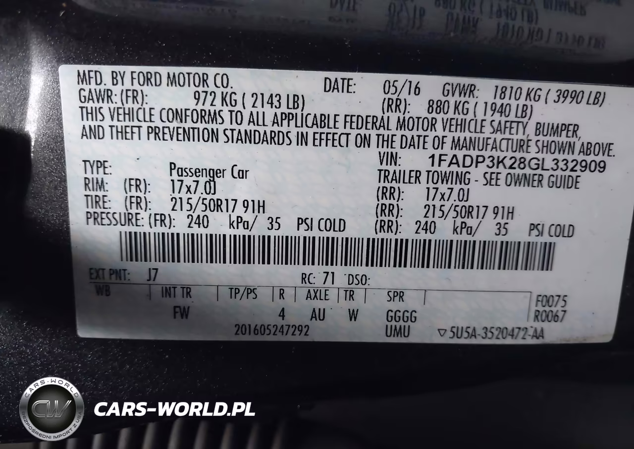 2016 Ford Focus Se VIN:1FADP3K28GL332909 - 9
