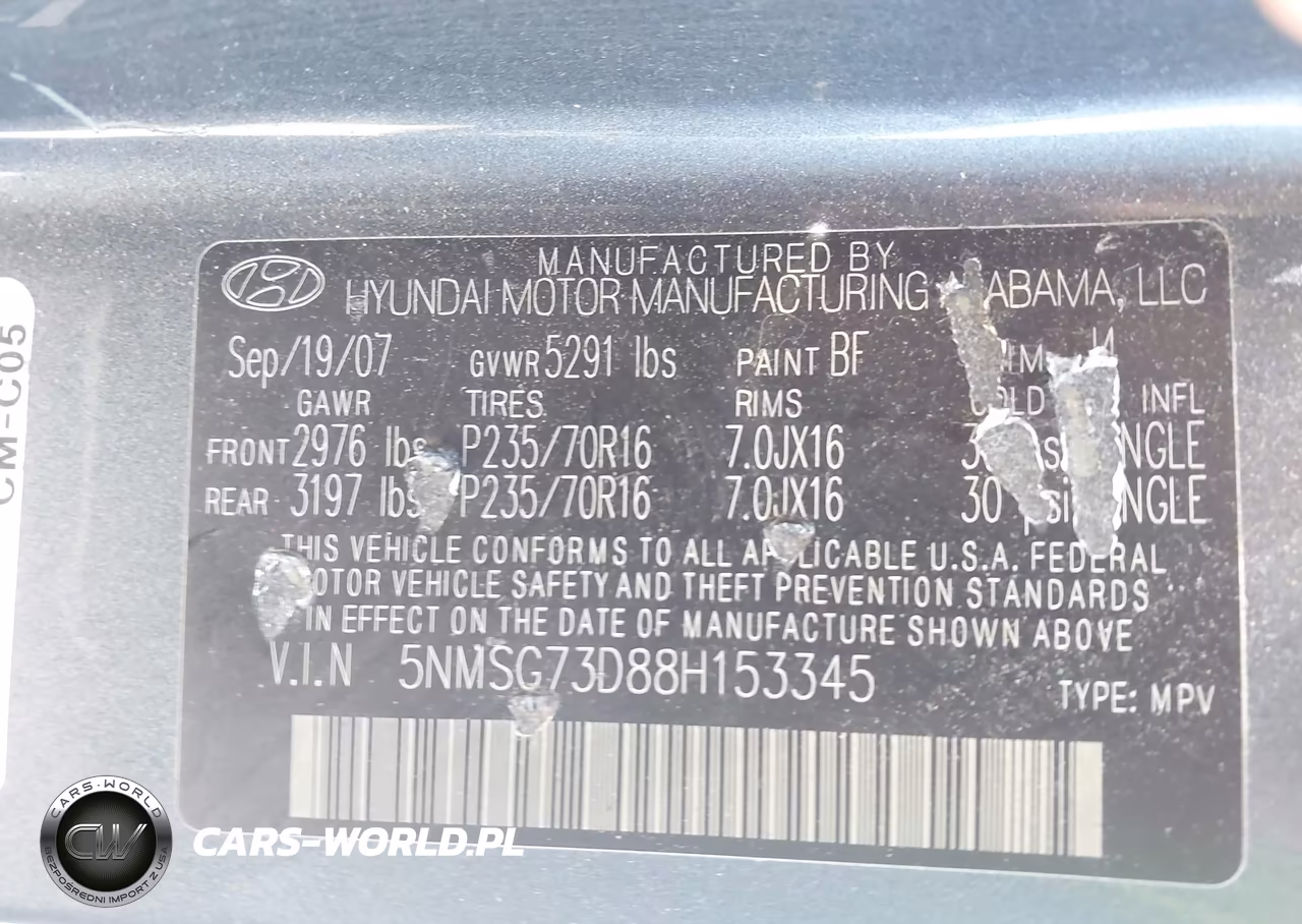 2008 Hyundai Santa Fe Gls VIN:5NMSG73D88H153345 - 9