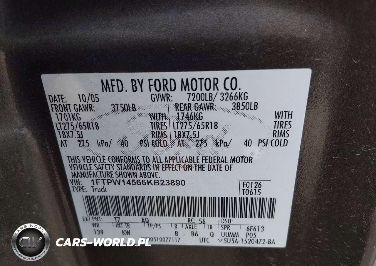 2006 Ford F-150 Fx4-Lariat-Xlt VIN:1FTPW14566KB23890 - 9