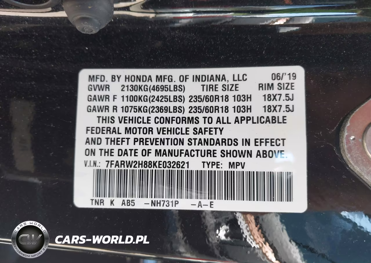 2019 Honda Cr-V Ex-L VIN:7FARW2H88KE032621 - 9