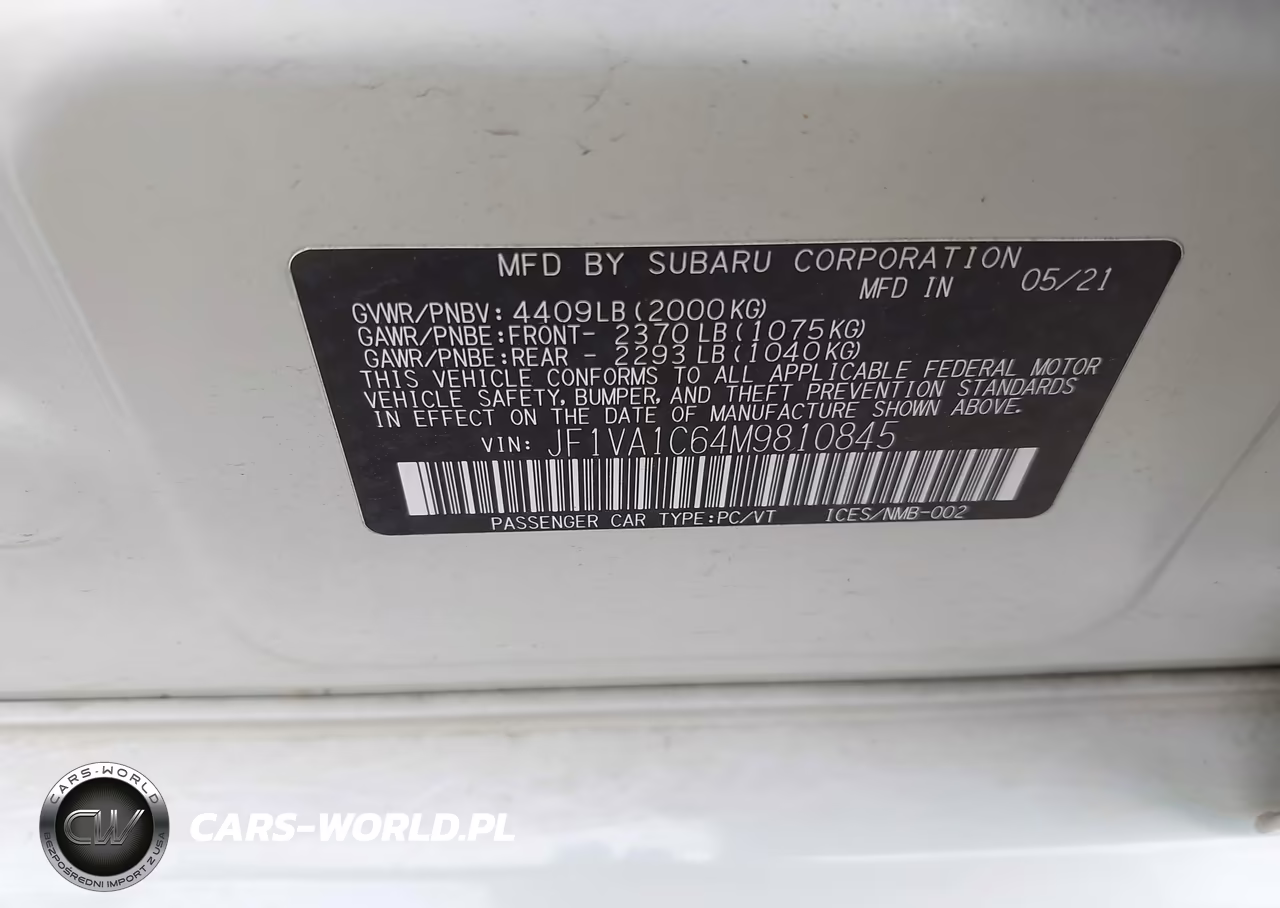 2021 Subaru Wrx Premium VIN:JF1VA1C64M9810845 - 9