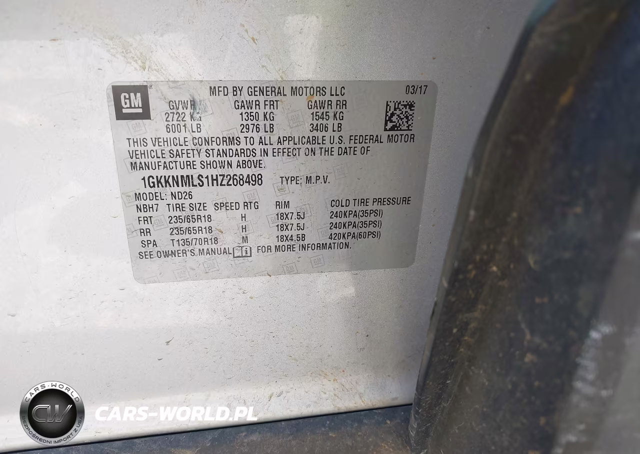 2017 GMC Acadia Slt-1 VIN:1GKKNMLS1HZ268498 - 9