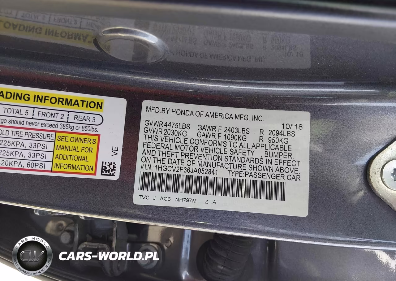 2018 Honda Accord Sport 2.0T VIN:1HGCV2F36JA052841 - 9