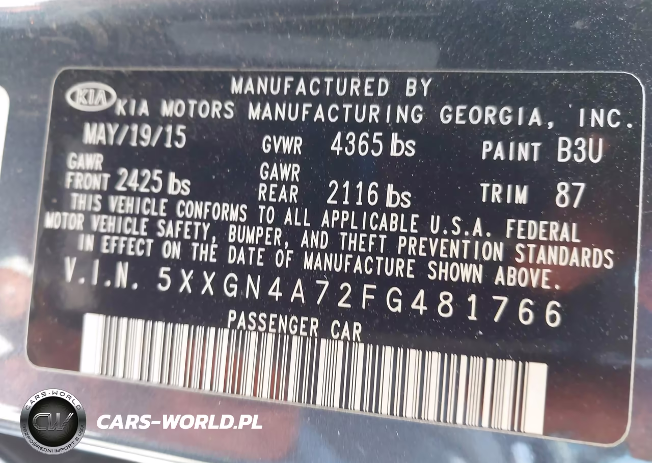 2015 Kia Optima Ex VIN:5XXGN4A72FG481766 - 9