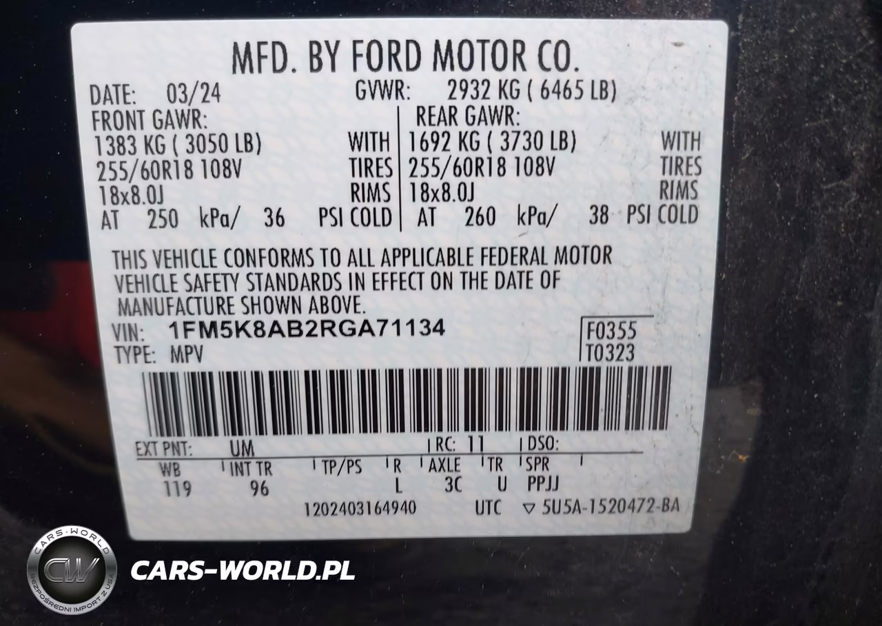 2024 Ford Police Interceptor Utility VIN:1FM5K8AB2RGA71134 - 9