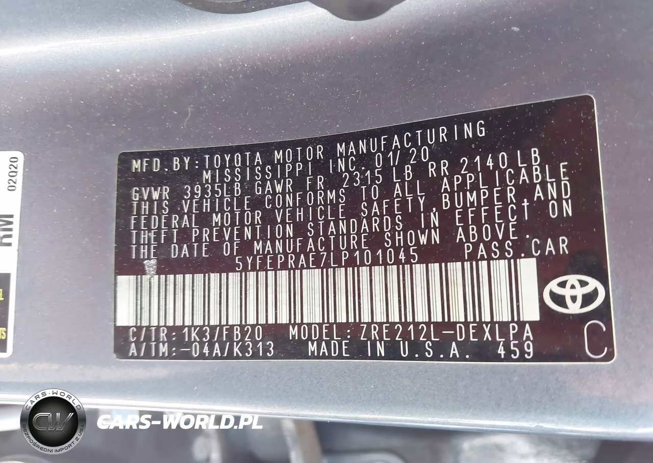 2020 Toyota Corolla Le VIN:5YFEPRAE7LP101045 - 9
