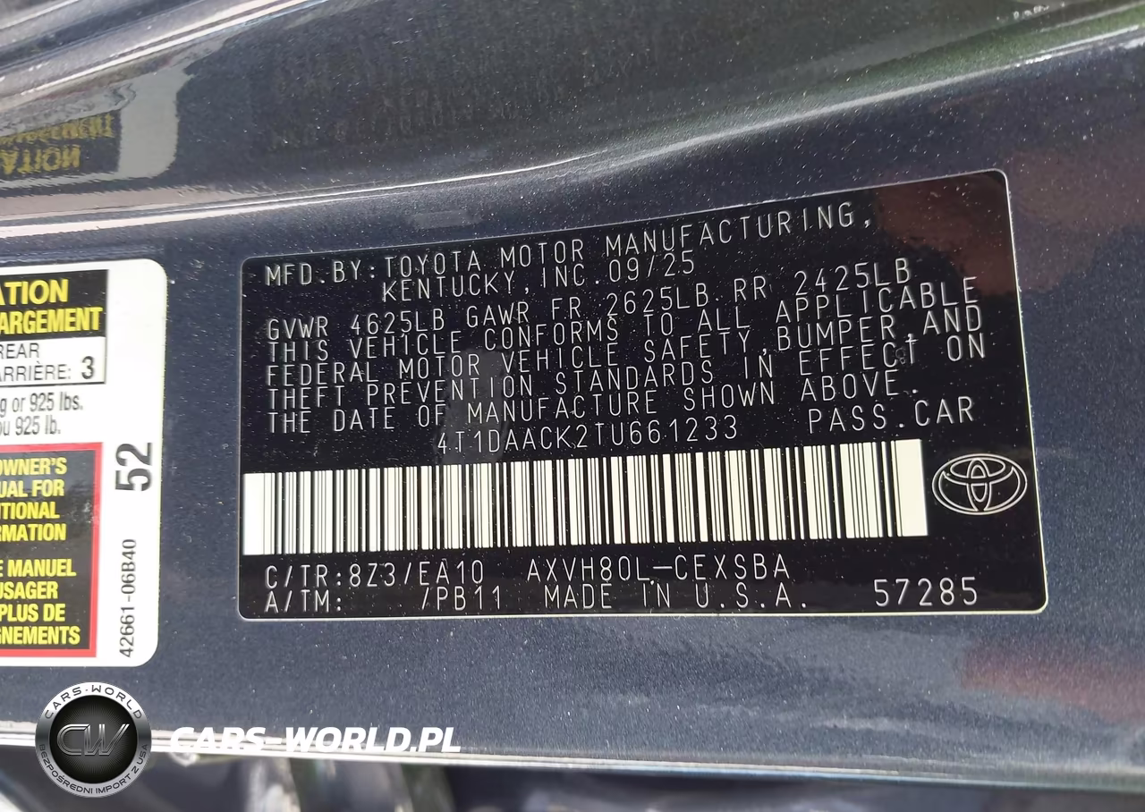 2026 Toyota Camry Se VIN:4T1DAACK2TU661233 - 9