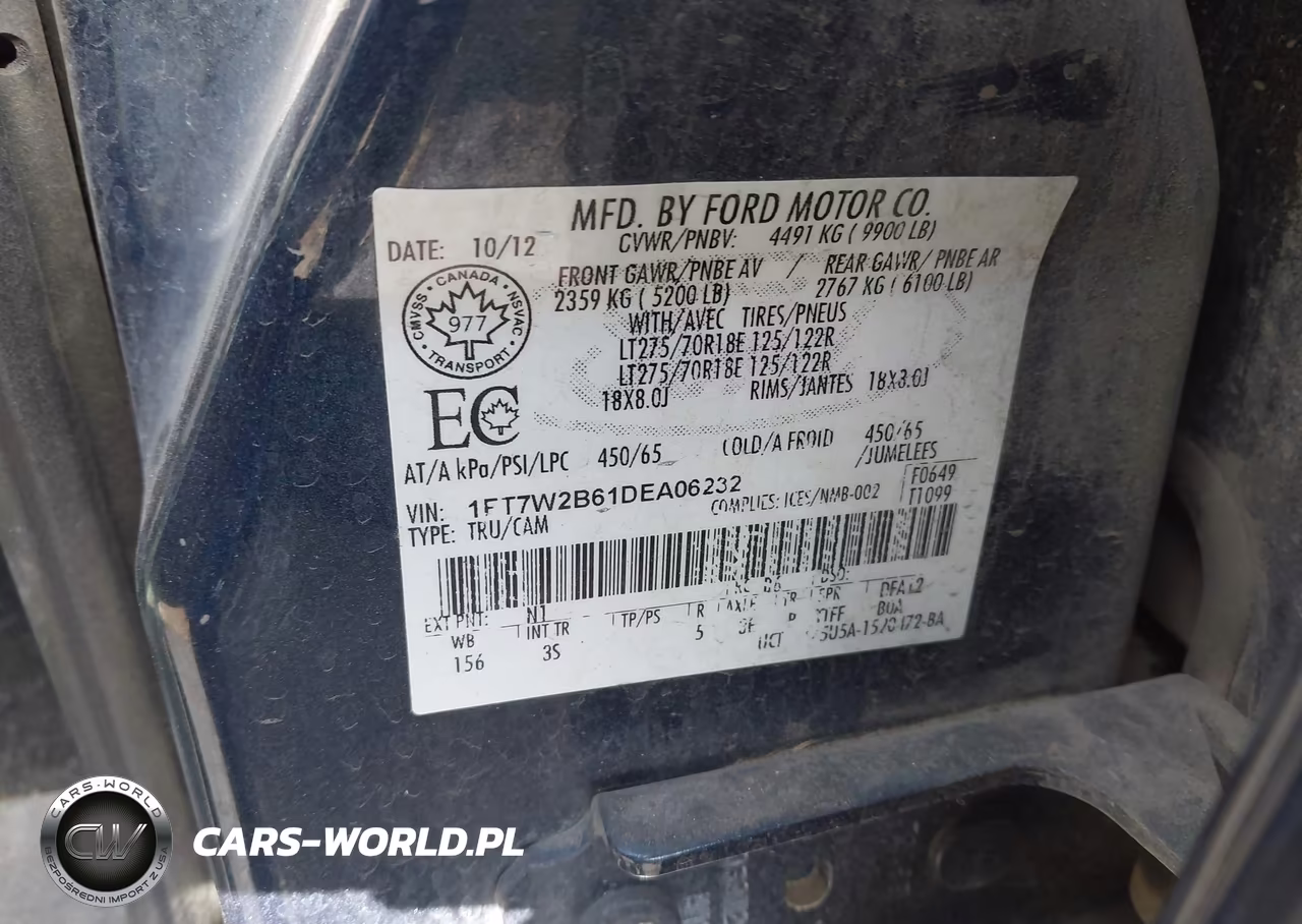 2013 Ford Super Duty F-250 Srw Xlt VIN:1FT7W2B61DEA06232 - 9