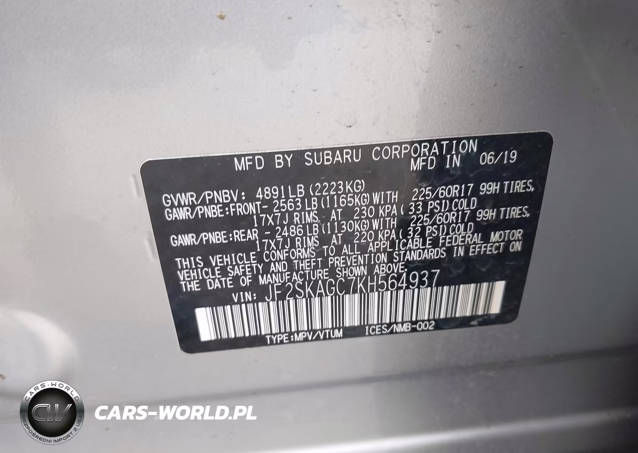 2019 Subaru Forester Premium VIN:JF2SKAGC7KH564937 - 9