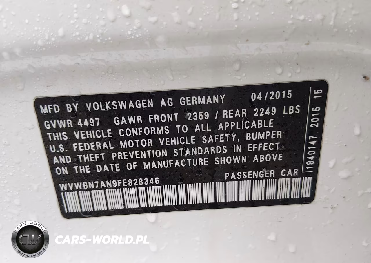 2015 Volkswagen Cc 2.0T R-Line VIN:WVWBN7AN9FE828346 - 9