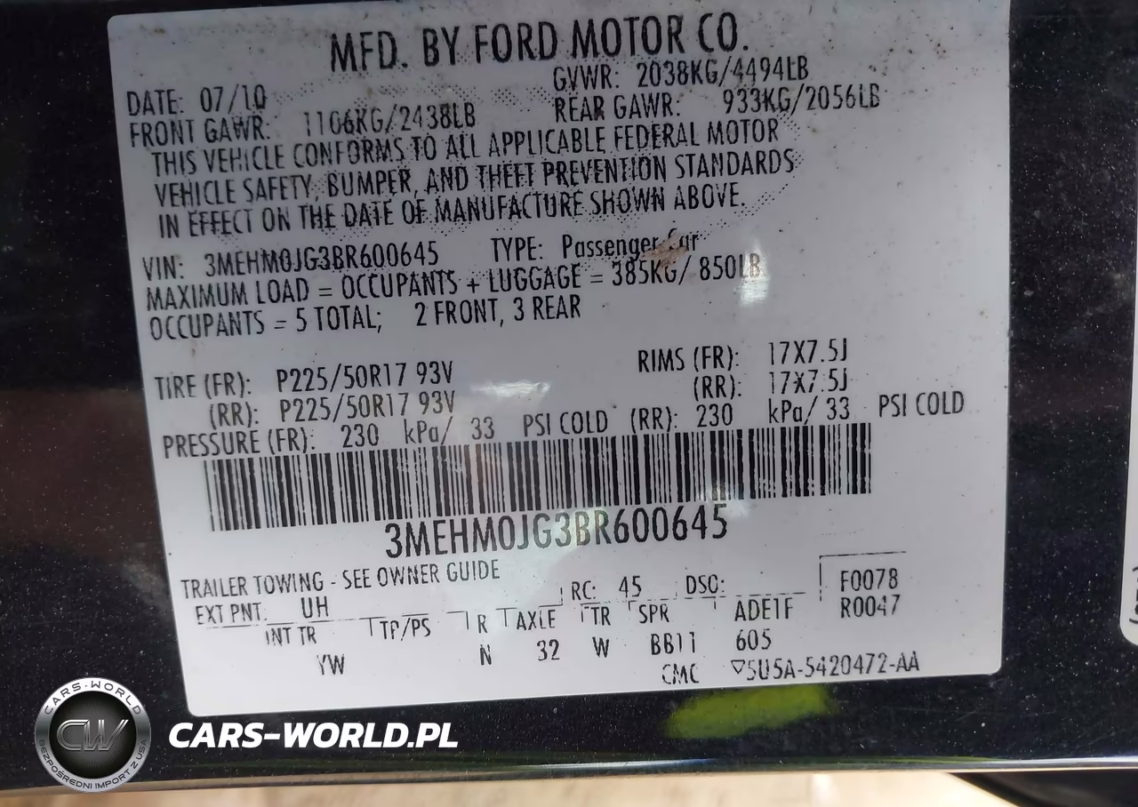 2011 Mercury Milan Premier VIN:3MEHM0JG3BR600645 - 9