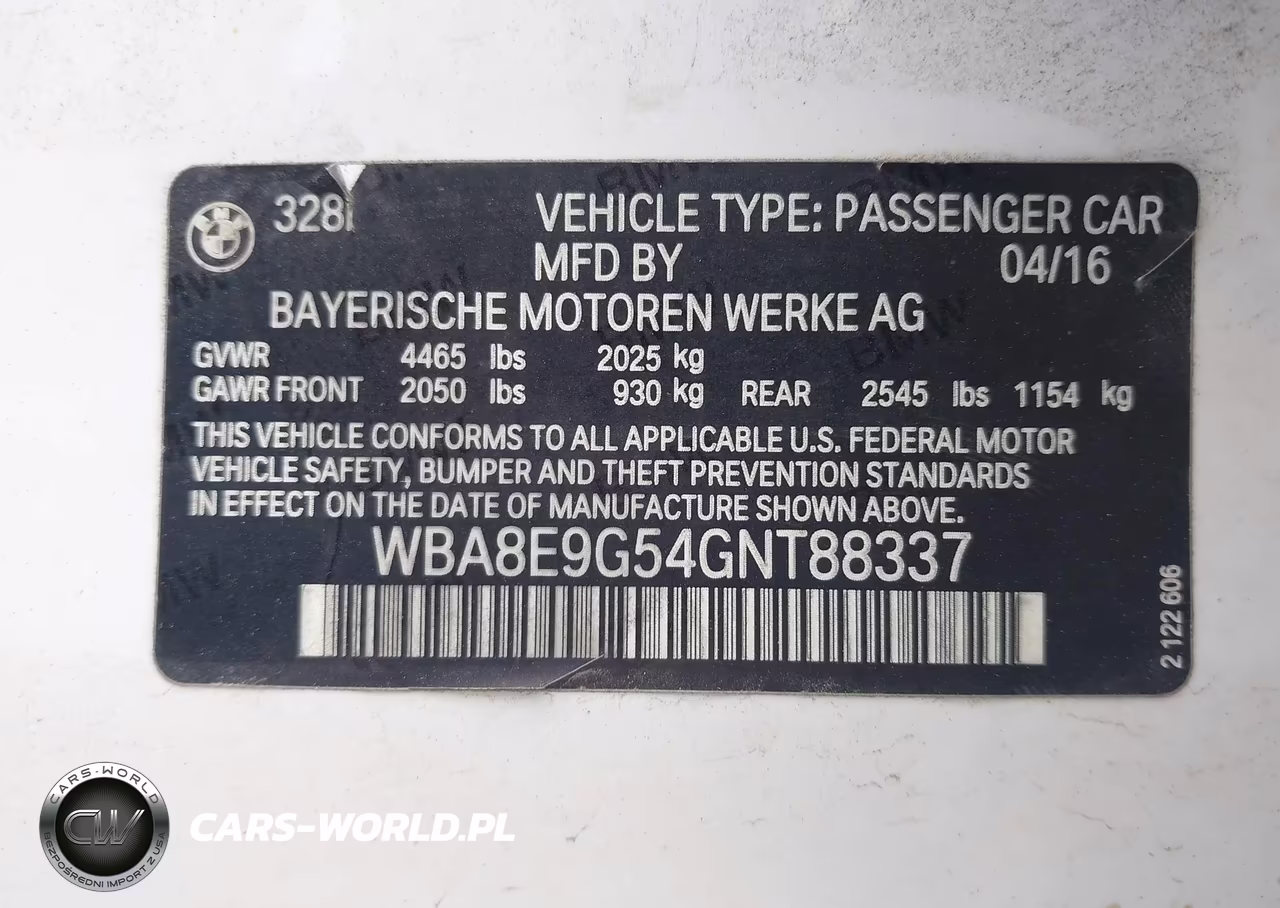 2016 BMW 328I VIN:WBA8E9G54GNT88337 - 9