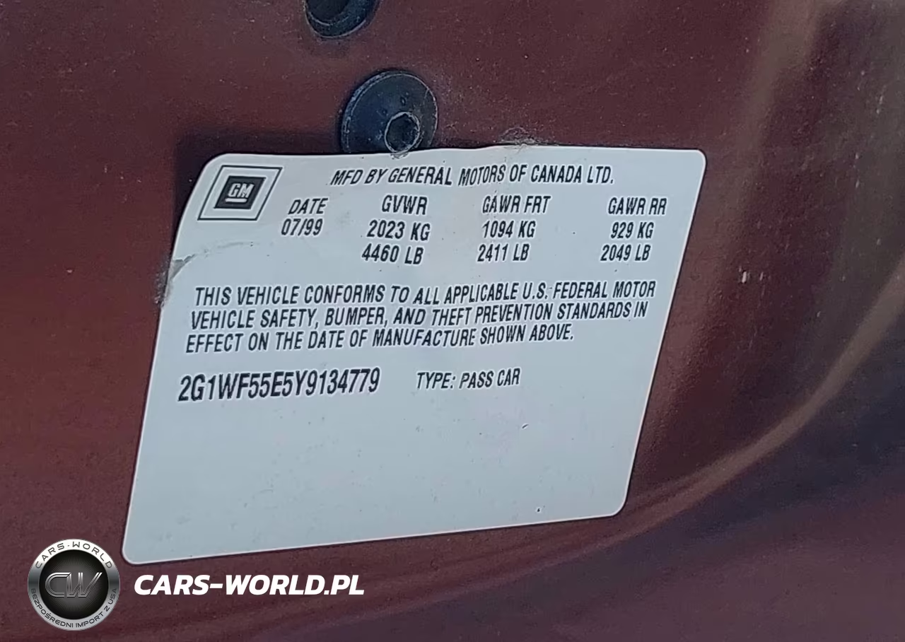 2000 Chevrolet Impala VIN:2G1WF55E5Y9134779 - 9