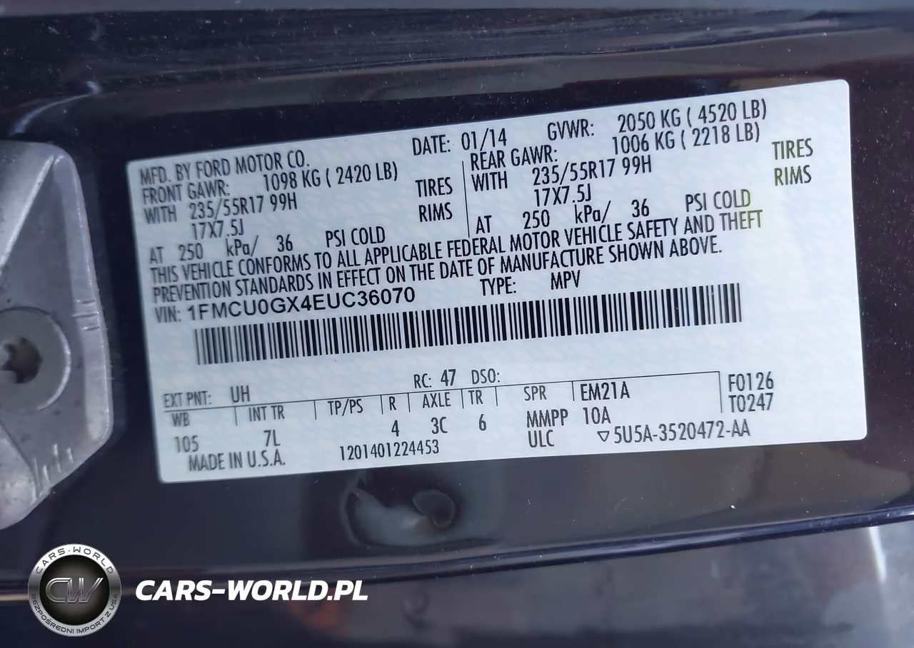 2014 Ford Escape Se VIN:1FMCU0GX4EUC36070 - 9