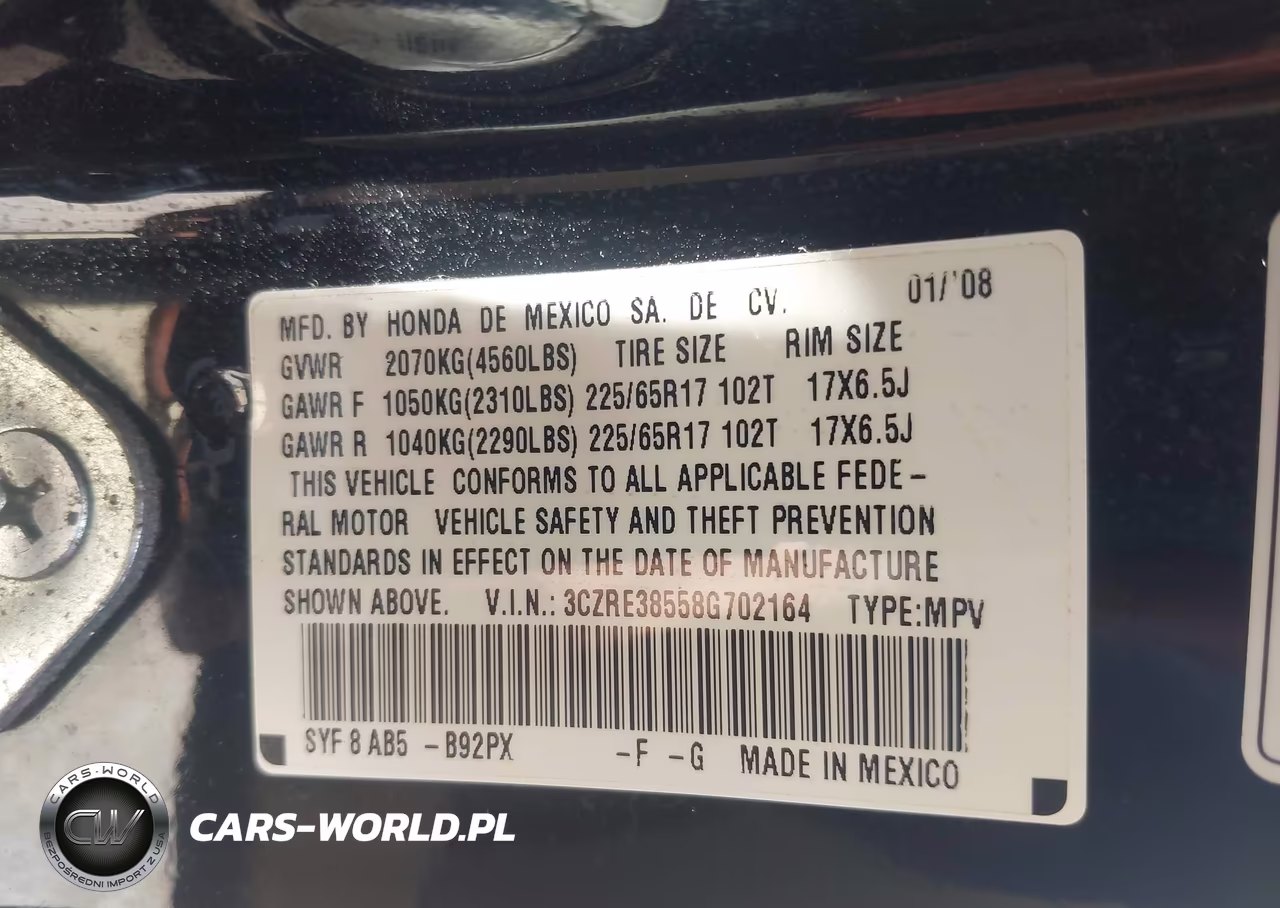 2008 Honda Cr-V Ex VIN:3CZRE38558G702164 - 9