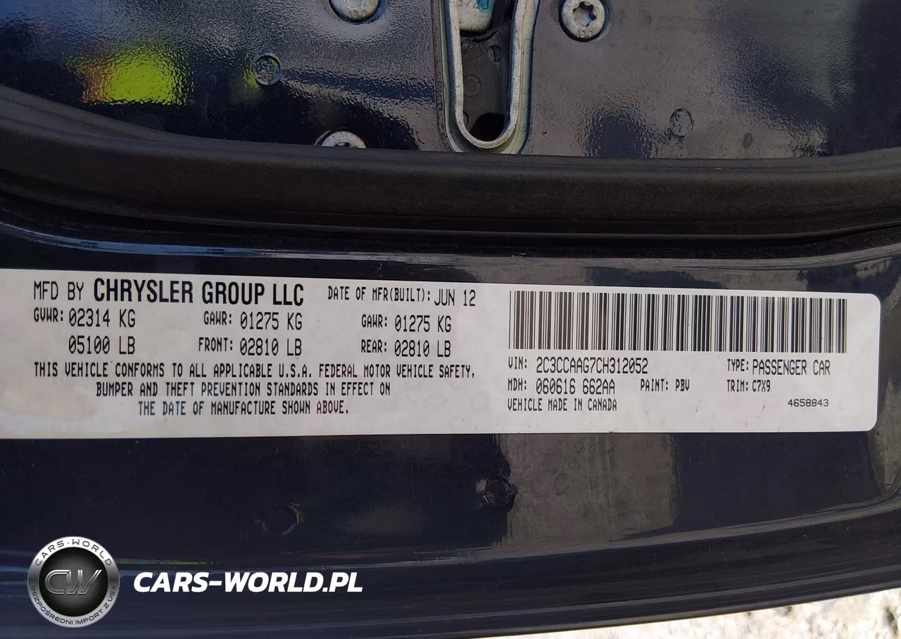 2012 Chrysler 300 VIN:2C3CCAAG7CH312052 - 9