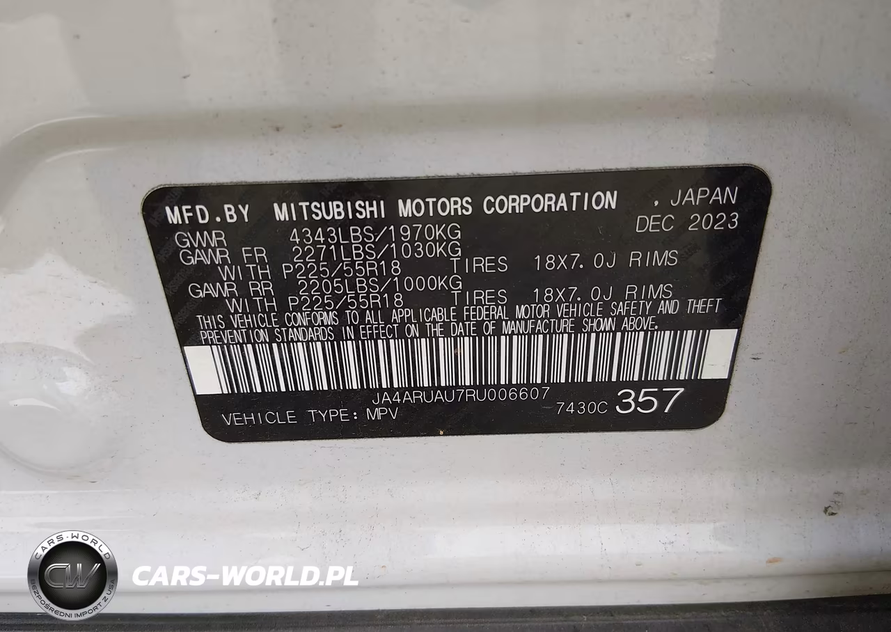 2024 Mitsubishi Outlander Sport 2.0 Es Awc VIN:JA4ARUAU7RU006607 - 9