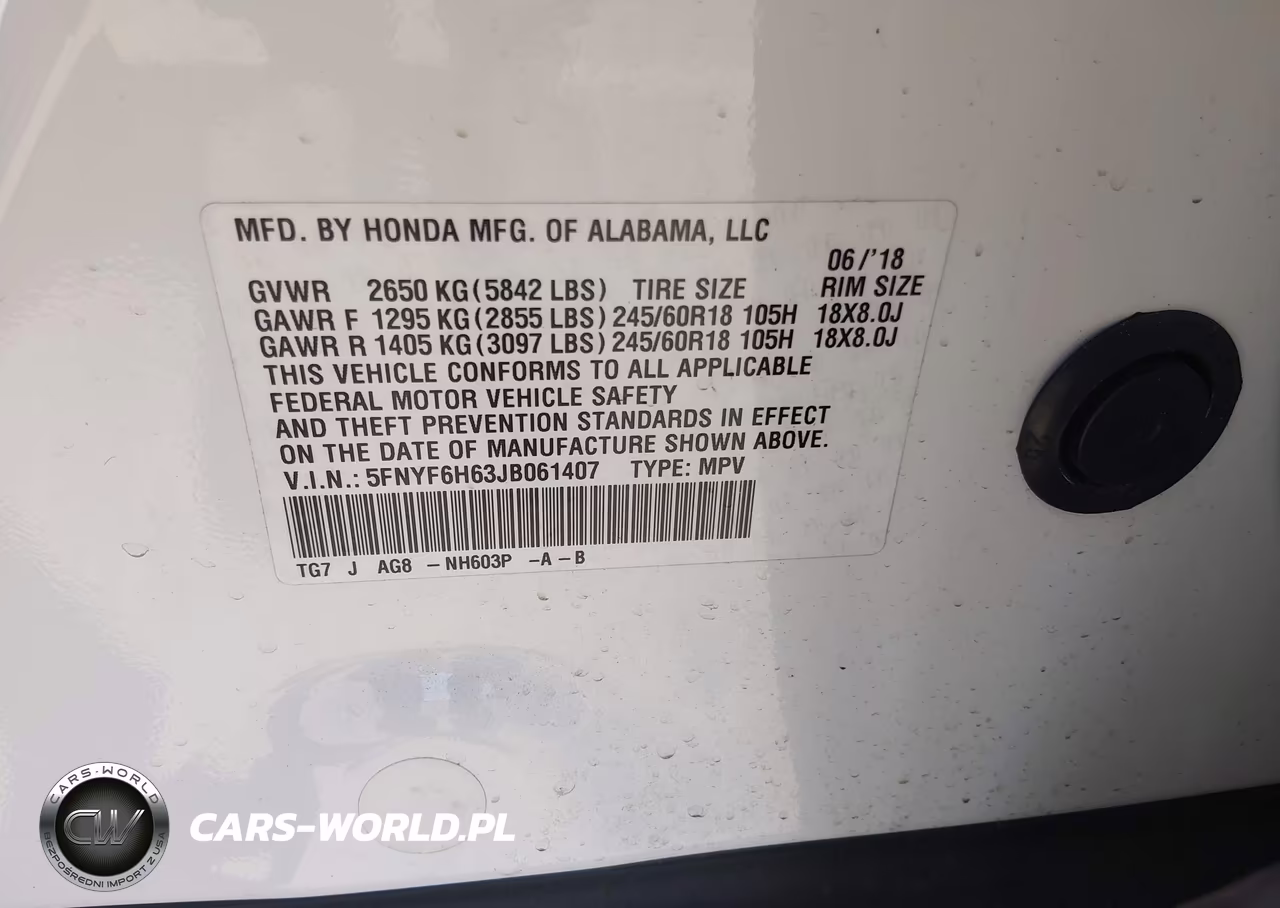 2018 Honda Pilot Ex-L VIN:5FNYF6H63JB061407 - 9