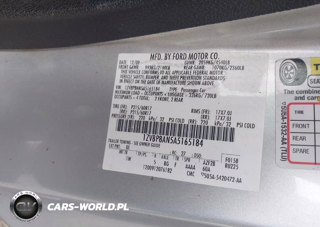 2010 Ford Mustang V6-V6 Premium VIN:1ZVBP8AN5A5165184 - 9