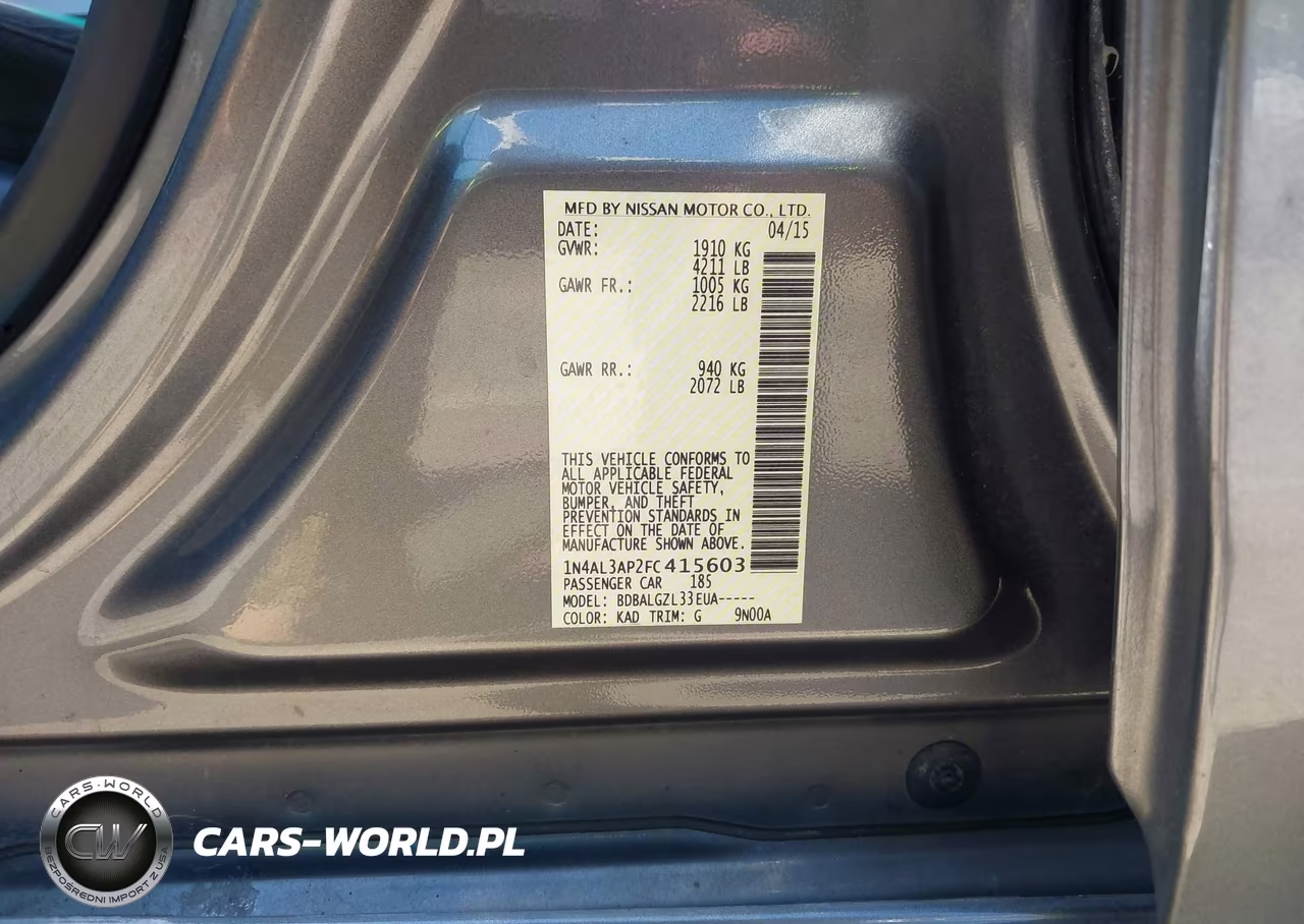 2015 Nissan Altima 2.5-2.5 S-2.5 Sl-2.5 Sv VIN:1N4AL3AP2FC415603 - 9