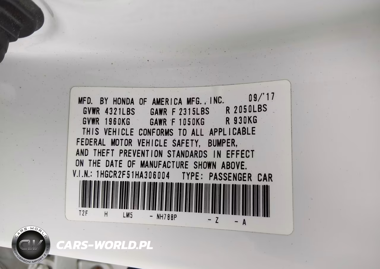 2017 Honda Accord Sport VIN:1HGCR2F51HA306004 - 9