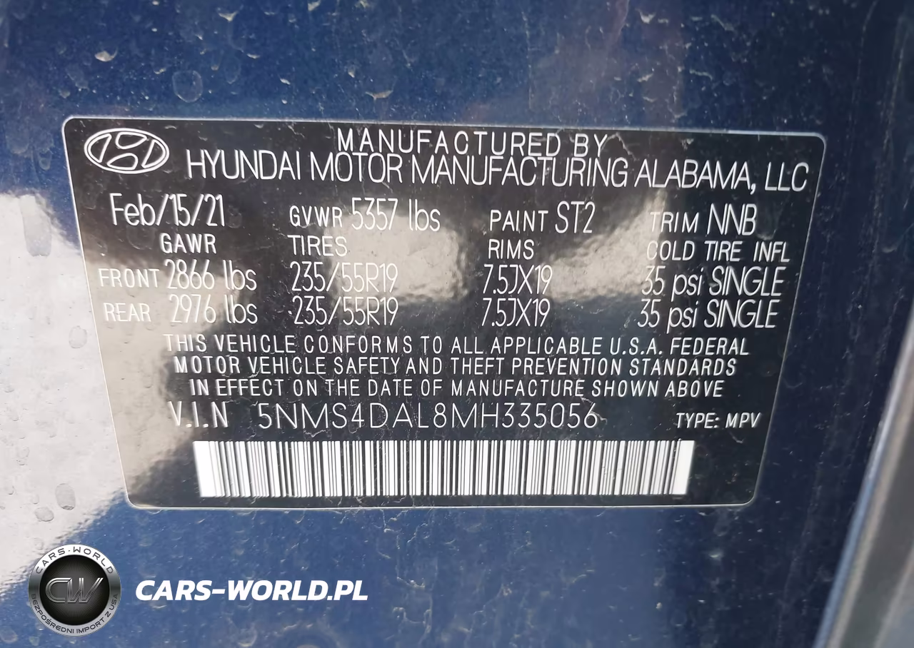 2021 Hyundai Santa Fe Limited VIN:5NMS4DAL8MH335056 - 9