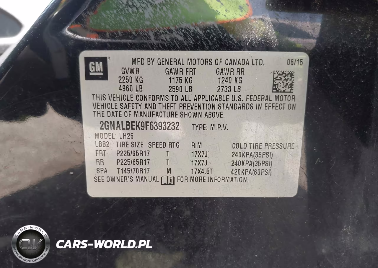 2015 Chevrolet Equinox Lt VIN:2GNALBEK9F6393232 - 9