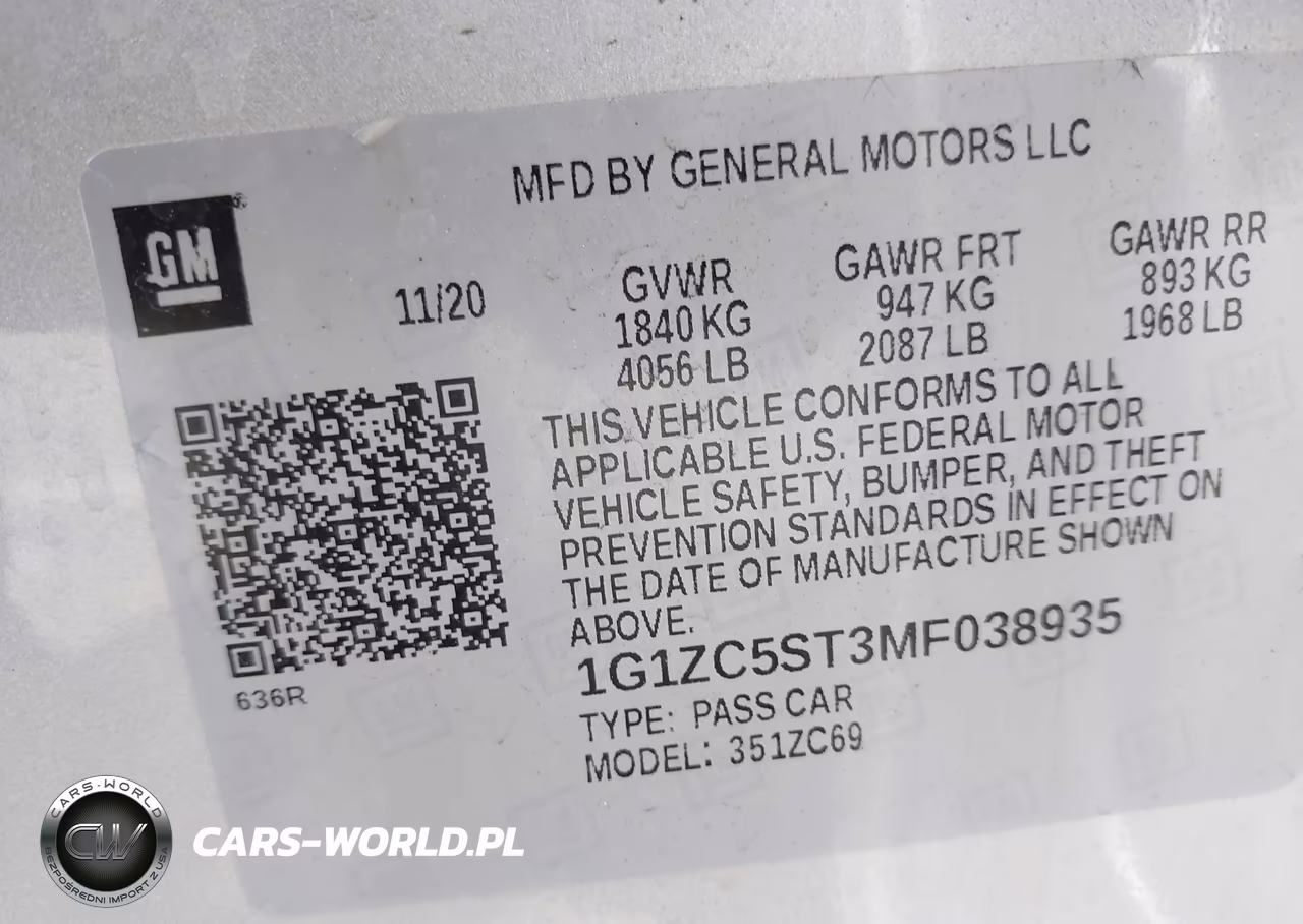 2021 Chevrolet Malibu Fwd 1Fl VIN:1G1ZC5ST3MF038935 - 9