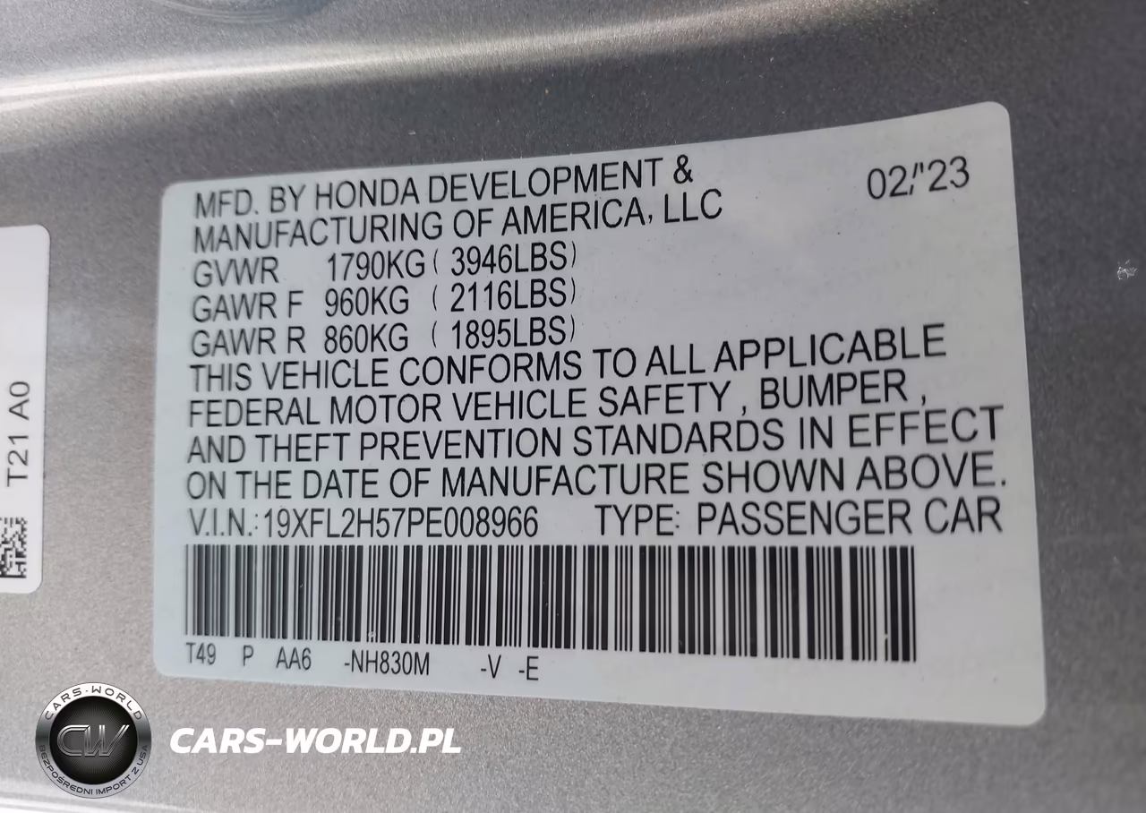 2023 Honda Civic Lx VIN:19XFL2H57PE008966 - 9