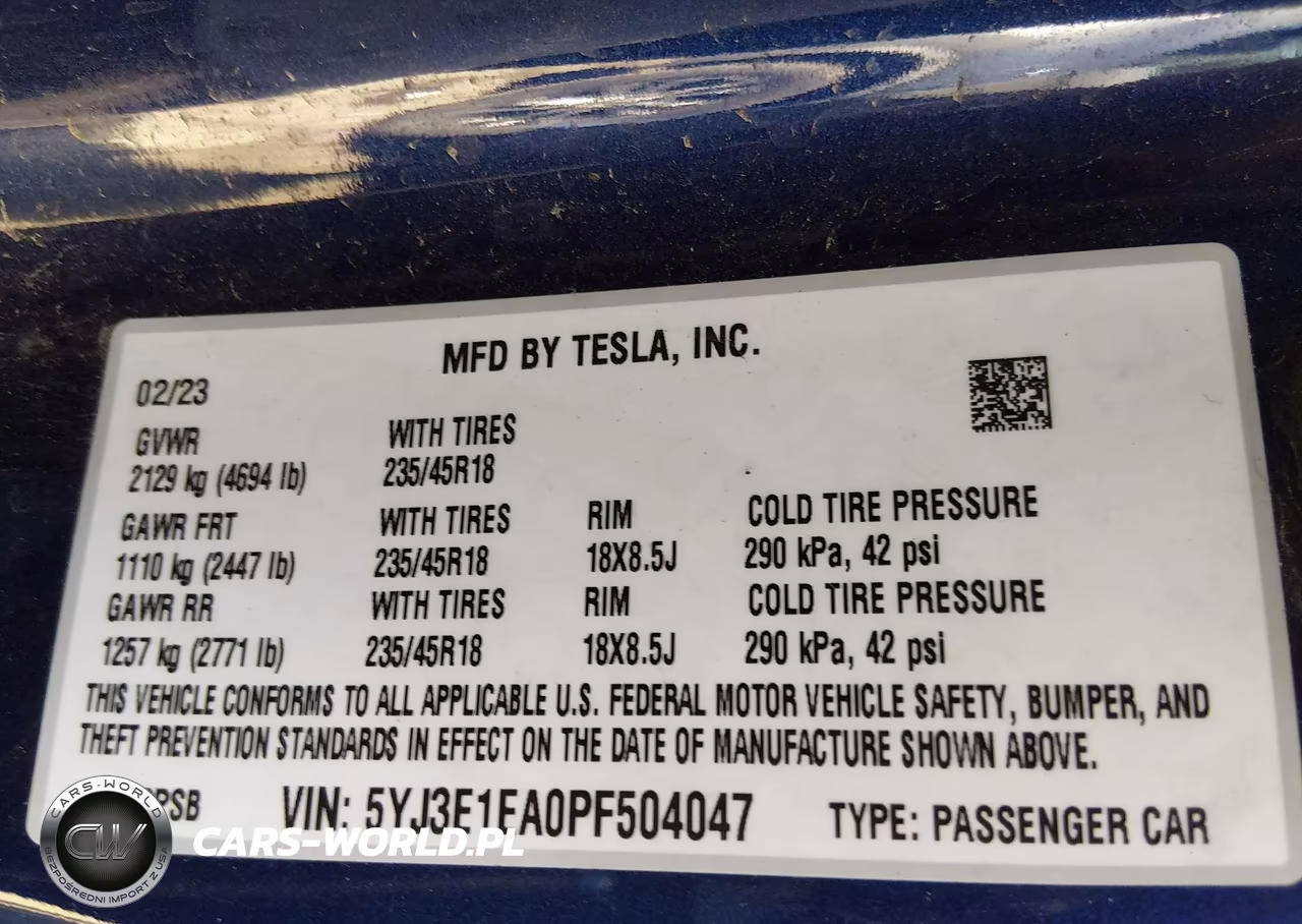 2023 Tesla Model 3 Rear-Wheel Drive VIN:5YJ3E1EA0PF504047 - 9