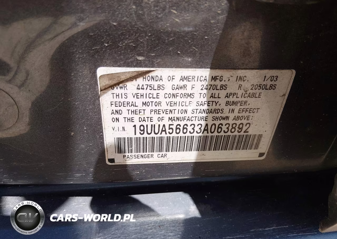 2003 Acura Tl 3.2 VIN:19UUA56633A063892 - 9