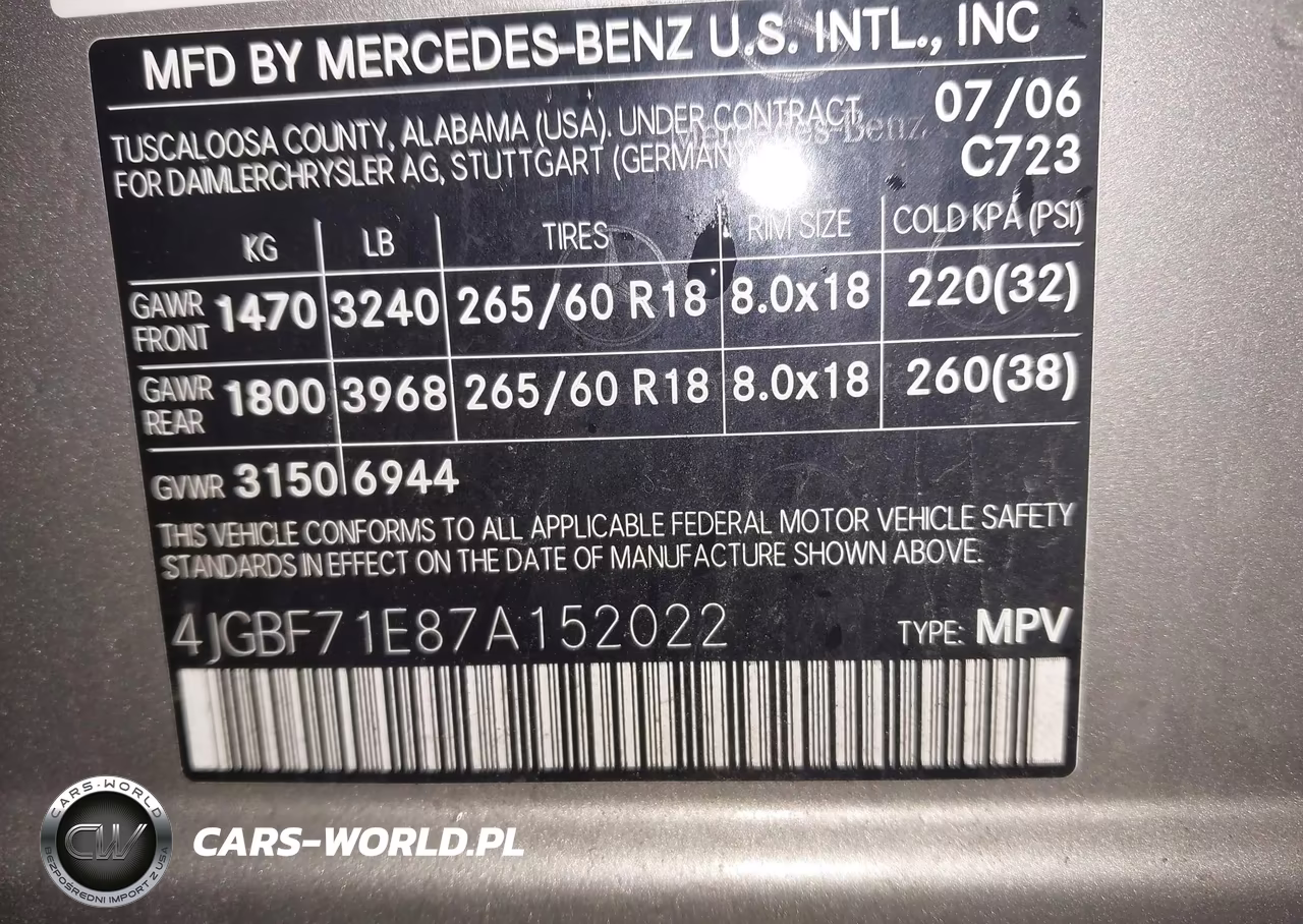 2007 Mercedes-Benz Gl 450 4Matic VIN:4JGBF71E87A152022 - 9