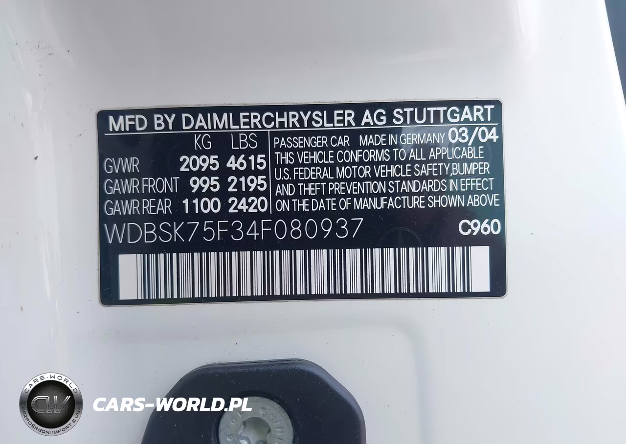 2004 Mercedes-Benz Sl 500 VIN:WDBSK75F34F080937 - 9