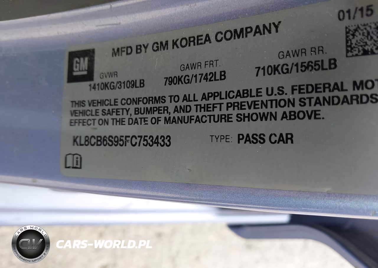 2015 Chevrolet Spark Ls Cvt VIN:KL8CB6S95FC753433 - 9