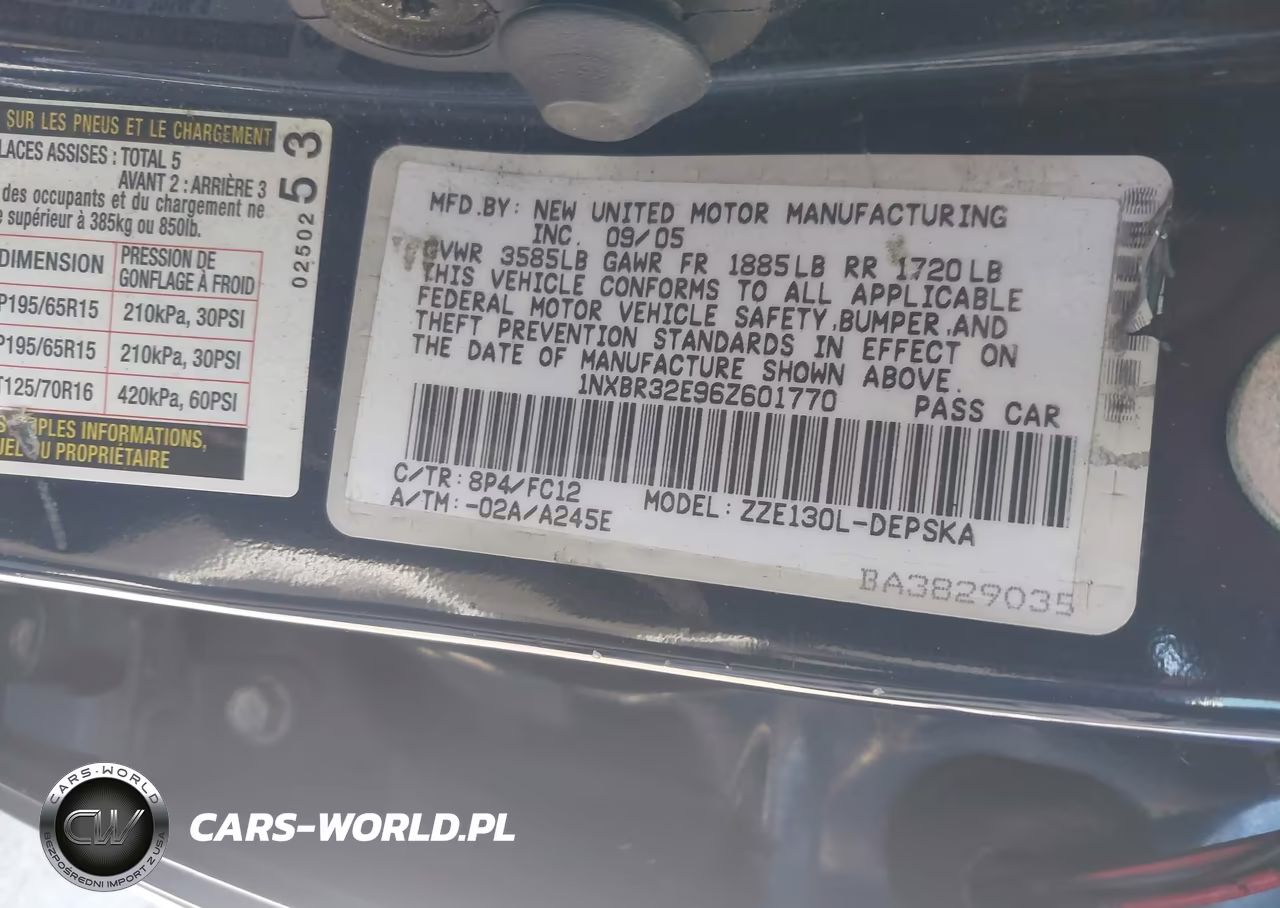 2006 Toyota Corolla S VIN:1NXBR32E96Z601770 - 9