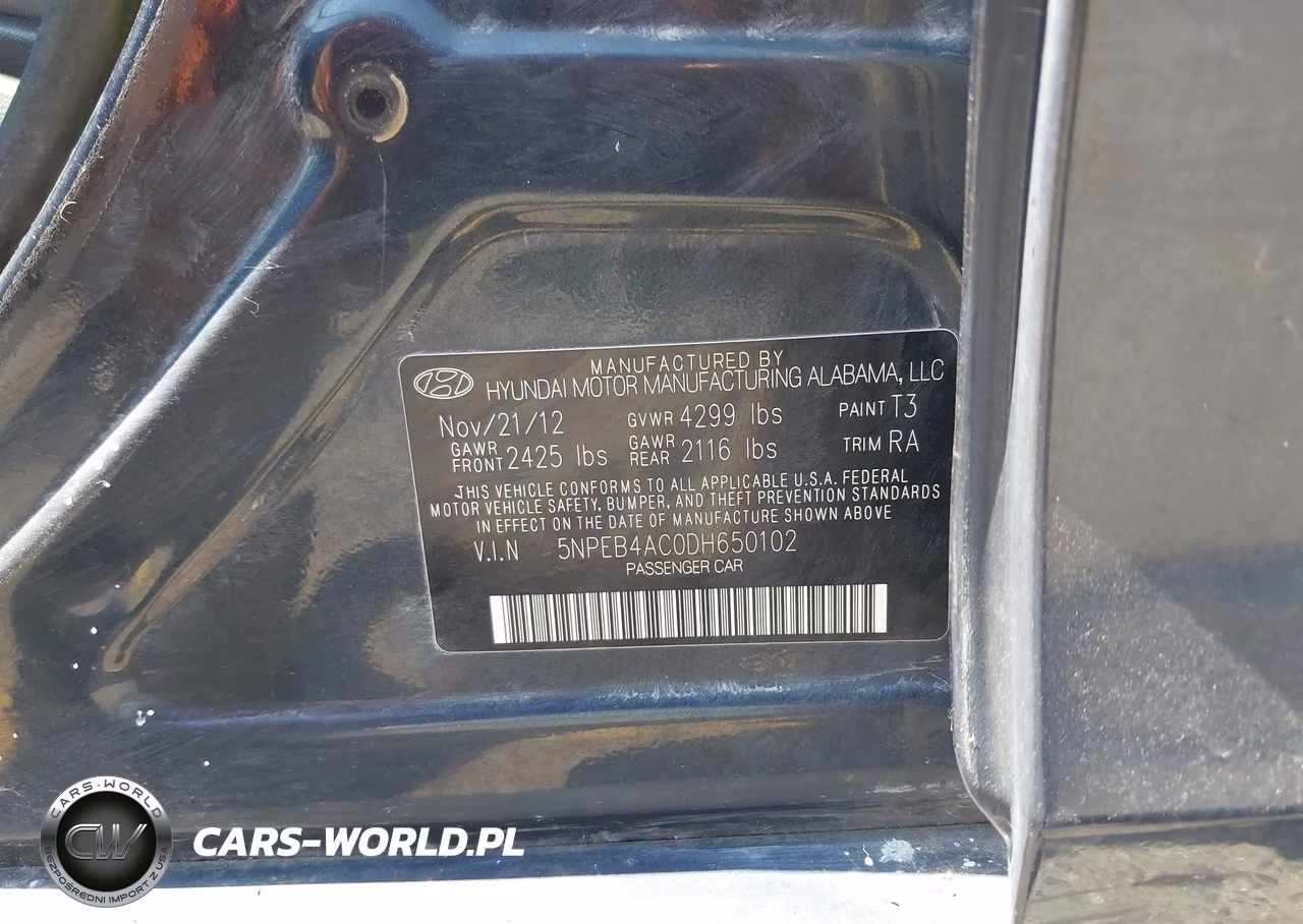 2013 Hyundai Sonata Gls VIN:5NPEB4AC0DH650102 - 9