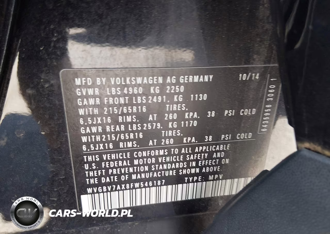 2015 Volkswagen Tiguan S VIN:WVGBV7AX8FW546187 - 9