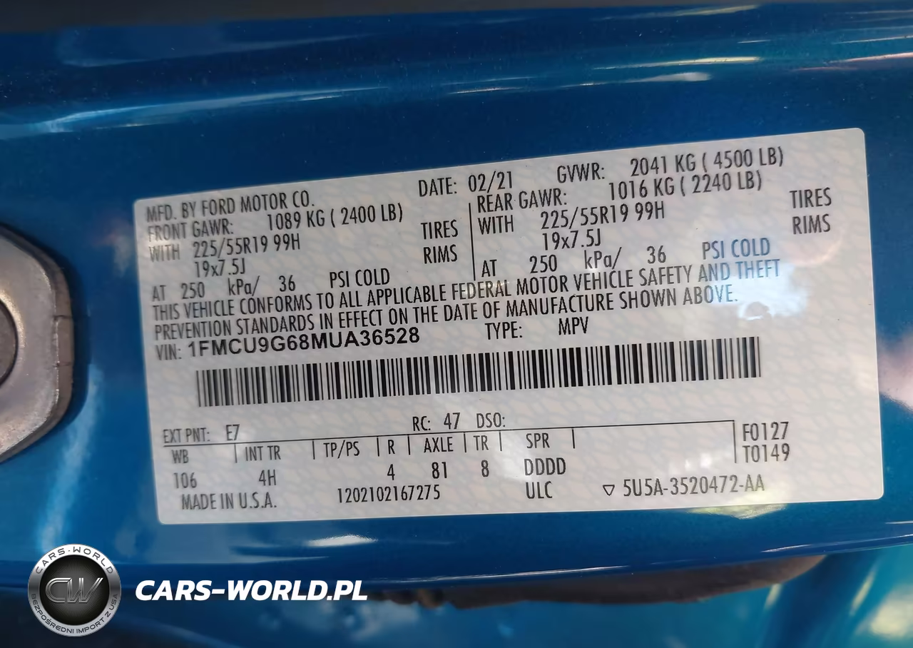 2021 Ford Escape Se VIN:1FMCU9G68MUA36528 - 9
