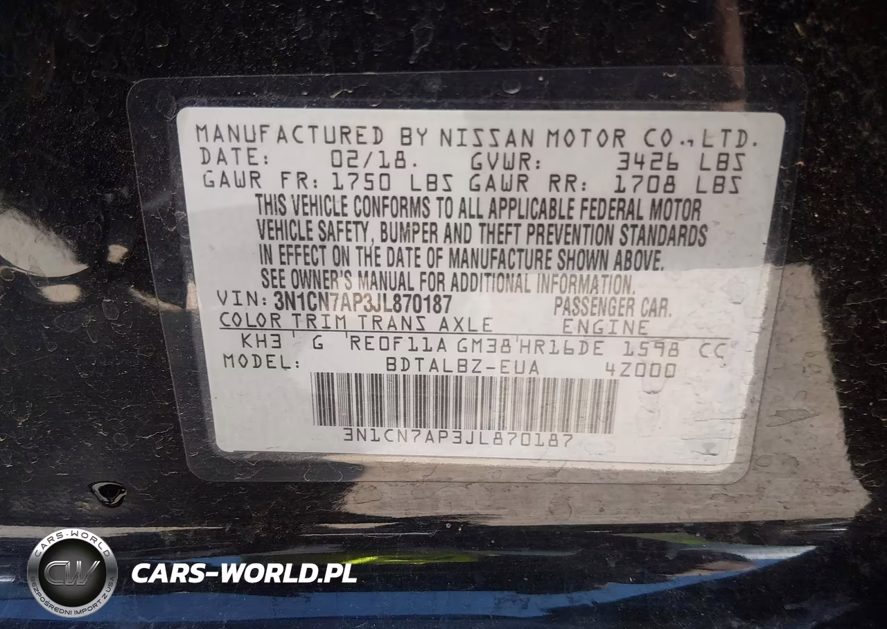 2018 Nissan Versa 1.6 Sv VIN:3N1CN7AP3JL870187 - 9