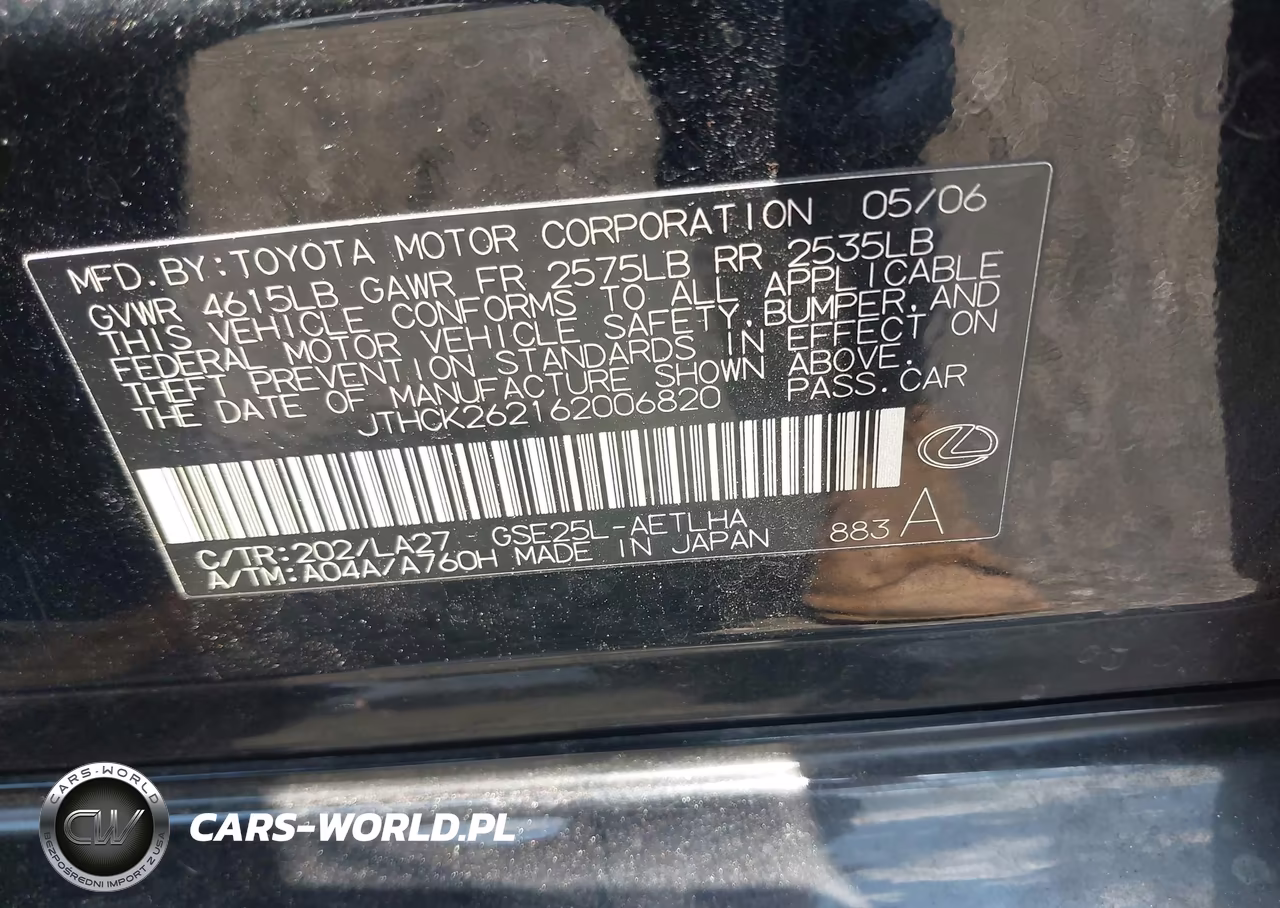 2006 Lexus Is 250 VIN:JTHCK262162006820 - 9