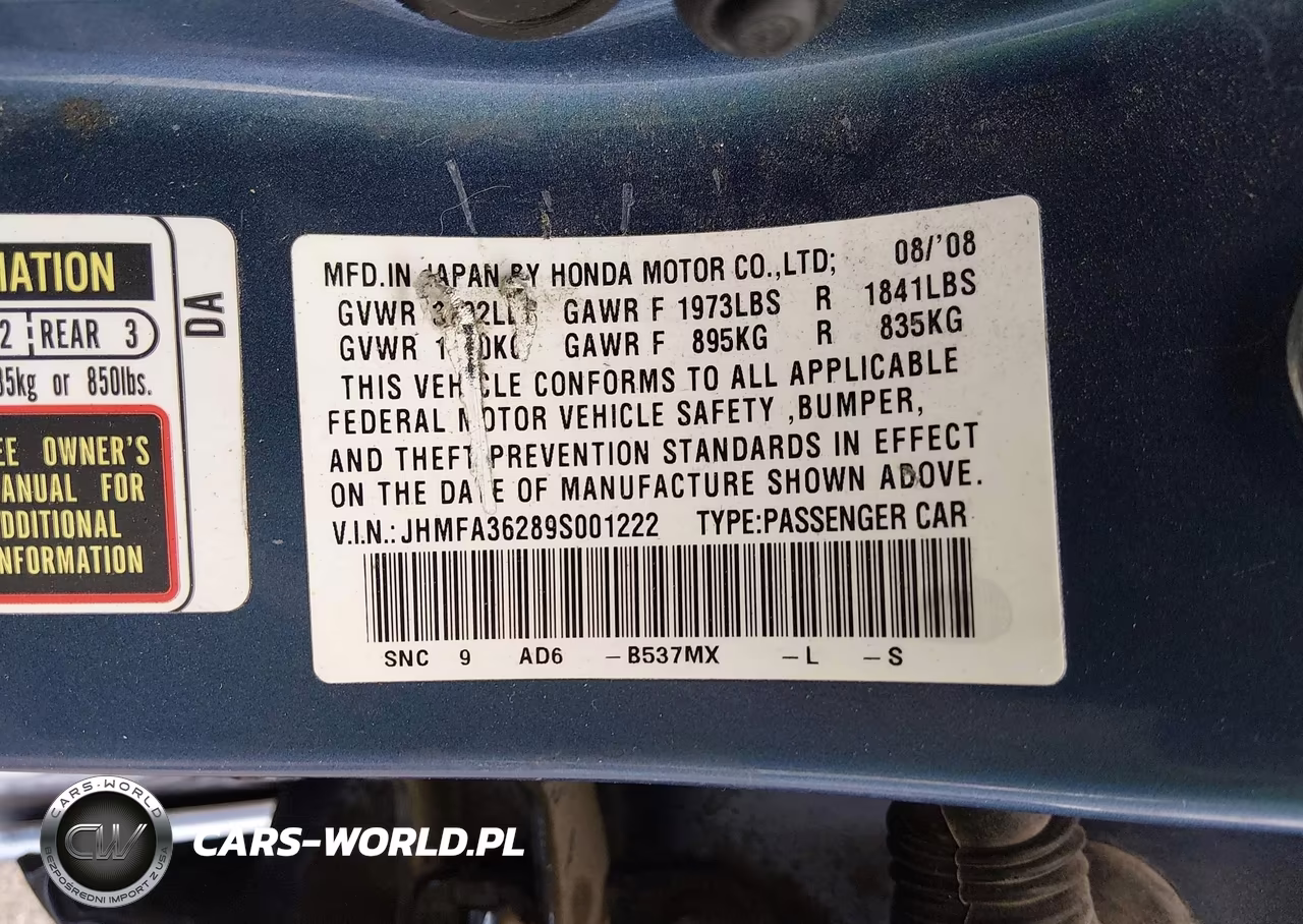 2009 Honda Civic Hybrid VIN:JHMFA36289S001222 - 9