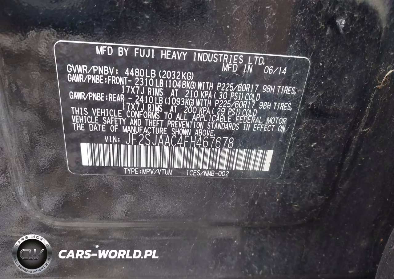 2015 Subaru Forester 2.5I VIN:JF2SJAAC4FH467678 - 9