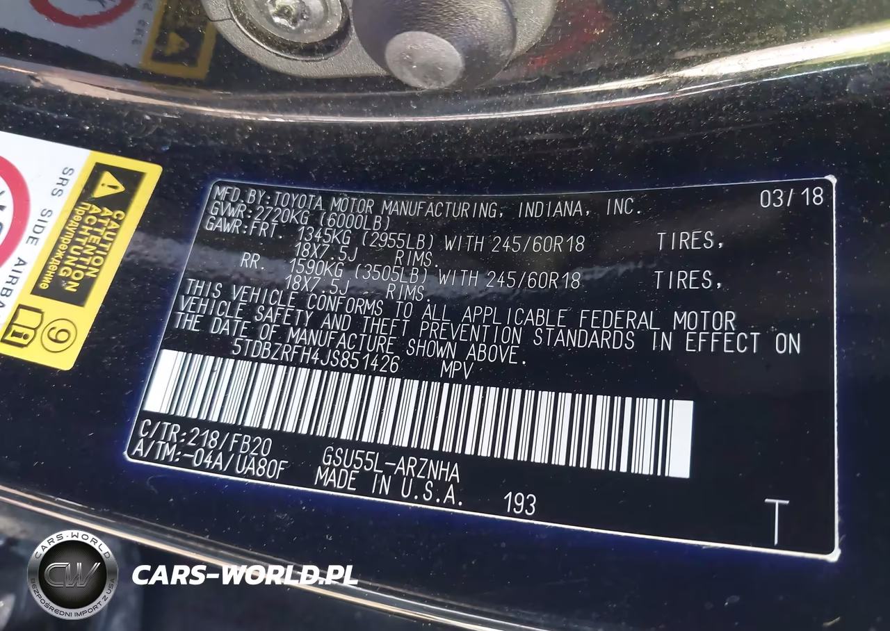 2018 Toyota Highlander Le VIN:5TDBZRFH4JS851426 - 9