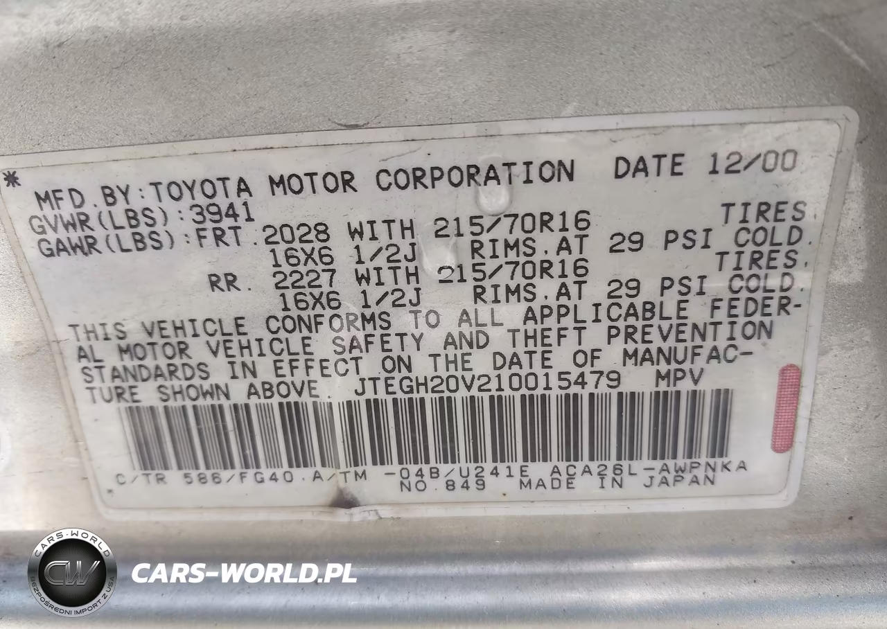 2001 Toyota Rav4 VIN:JTEGH20V210015479 - 9