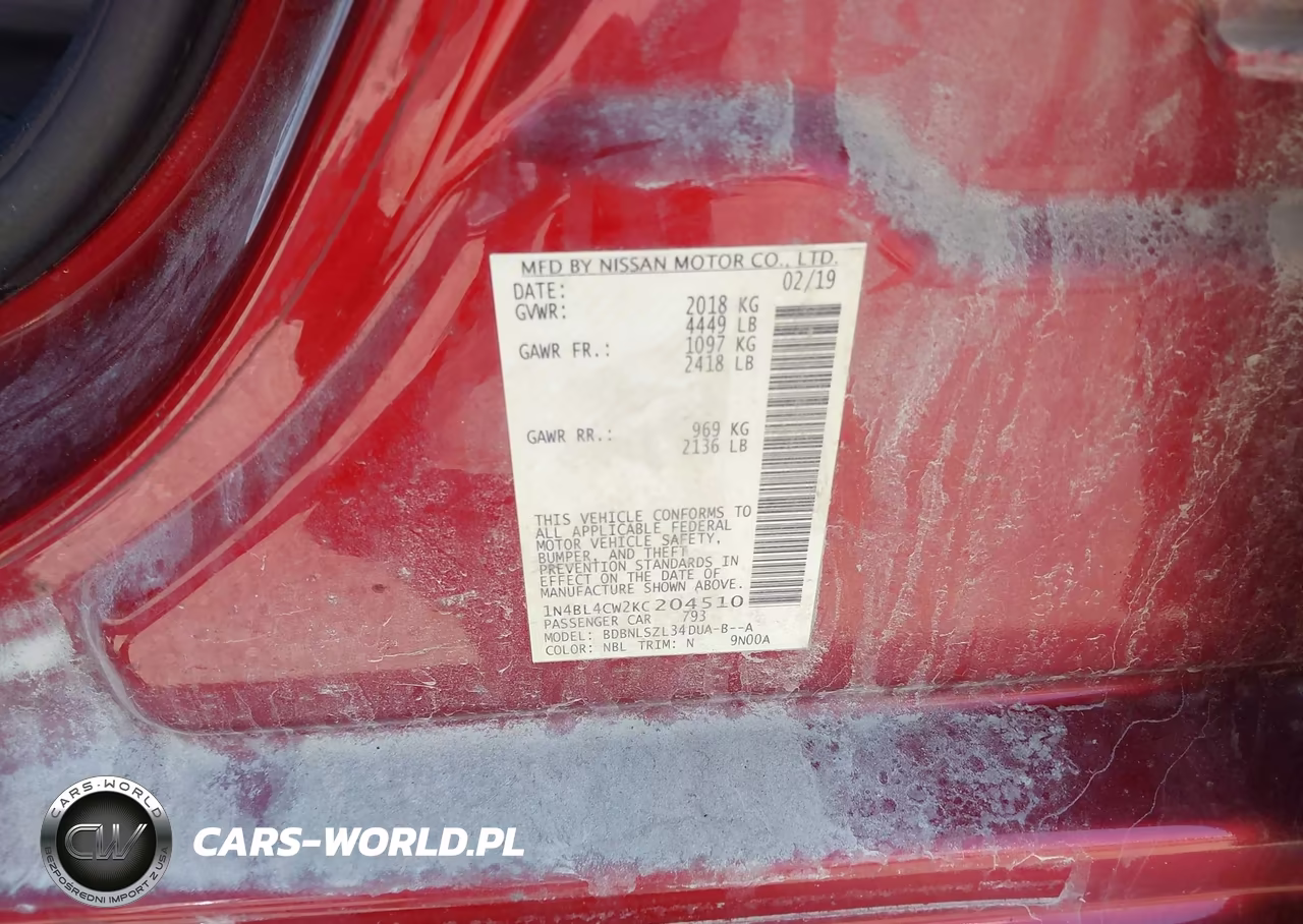 2019 Nissan Altima 2.5 Sr VIN:1N4BL4CW2KC204510 - 9