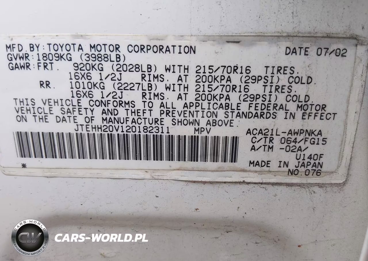 2002 Toyota Rav4 VIN:JTEHH20V120182311 - 9