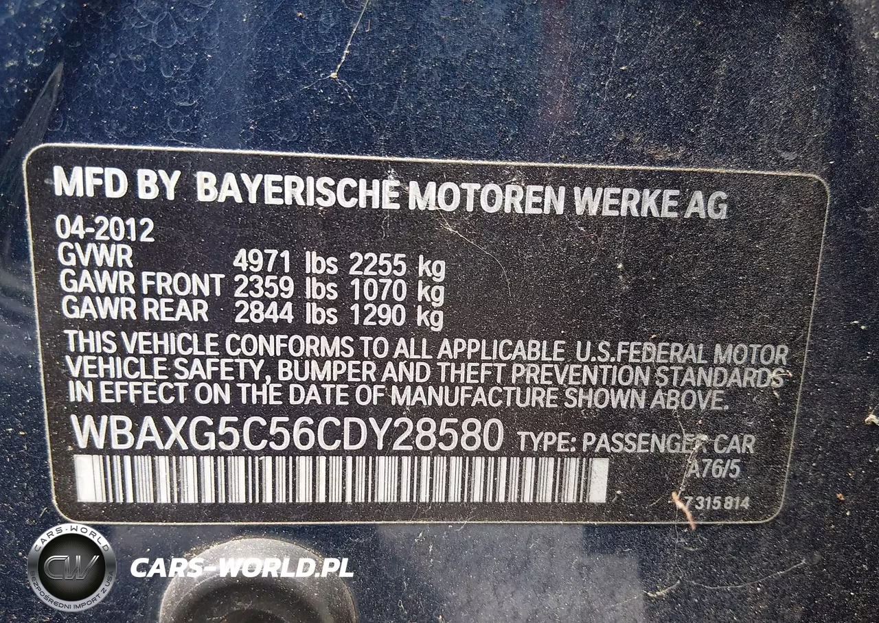 2012 BMW 528I VIN:WBAXG5C56CDY28580 - 9