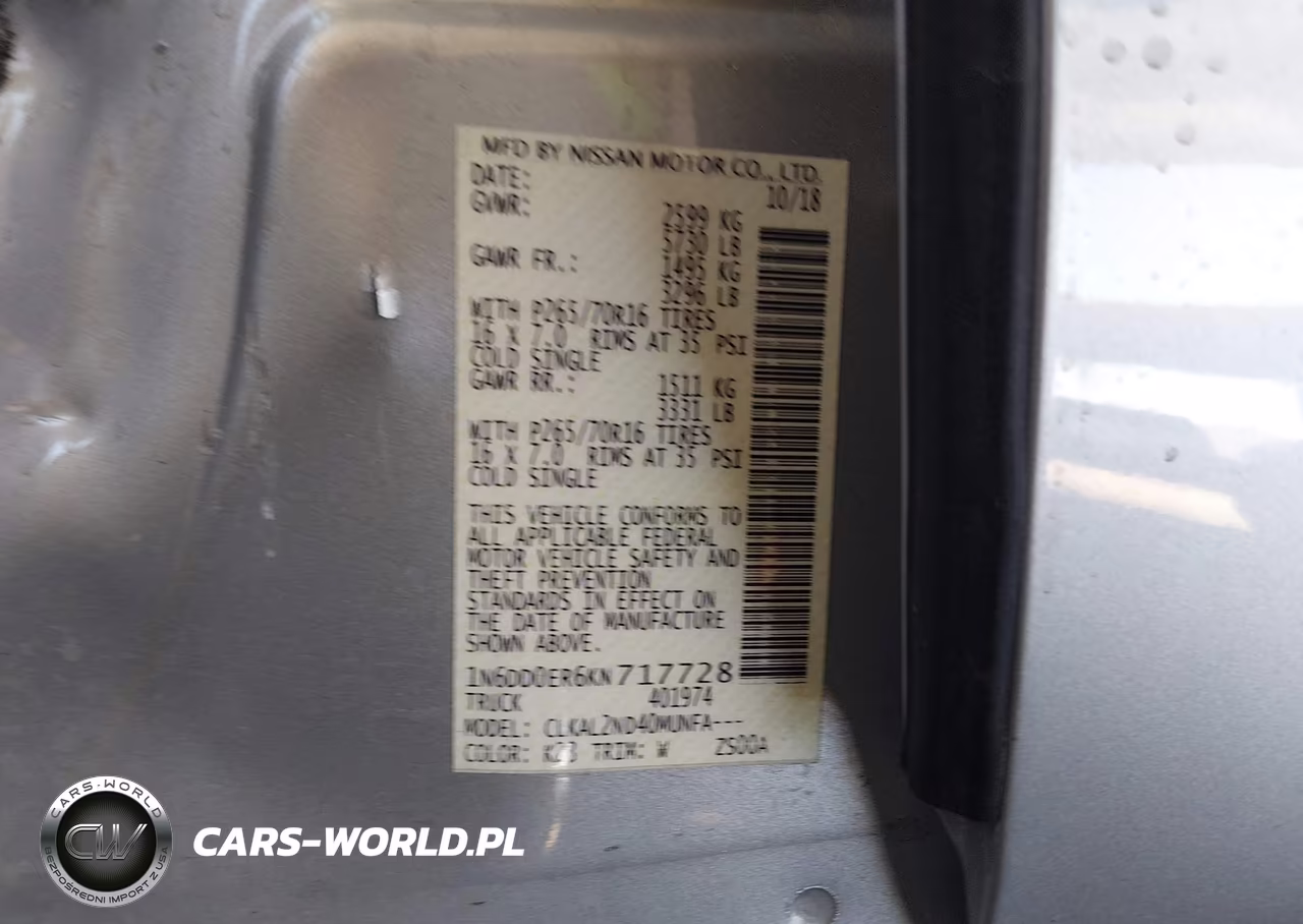 2019 Nissan Frontier Sv VIN:1N6DD0ER6KN717728 - 9